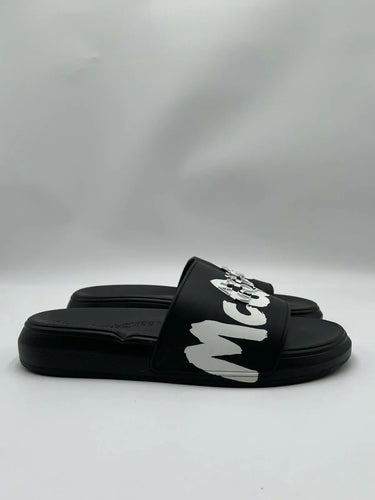 Alexander McQueen Graffiti Logo black rubber pool slide Size 43.5 Alexander Mcqueen