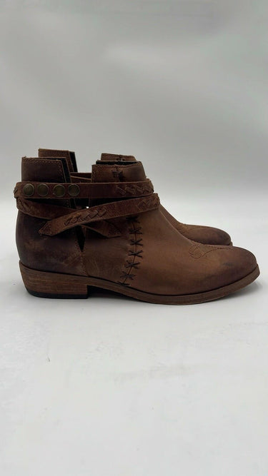 Circle G Tobacco Tumbling/Woven Ankle Boots Round Toe Size 7.5M Circle G