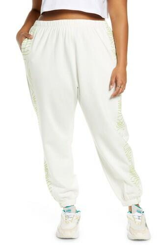 BP. High Waist Joggers, White- Green Topo Print Size 3X BP.