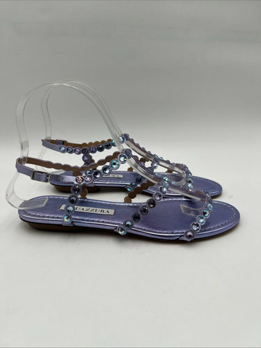 Aquazzura Tequila flat sandal in metallic lavender leather Size 35.5 Aquazzura