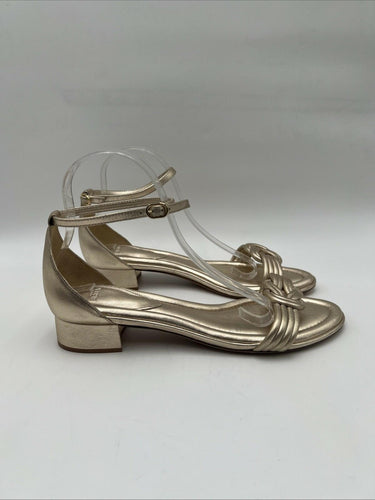 Women’s Alexandre Birman Vicky Block Heel Sandals Gold Leather Size 42 Alexandre Birman