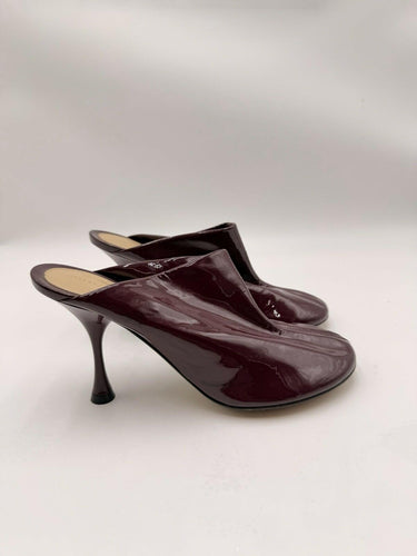 Bottega Veneta Dot Sock Mules in glossy burgundy patent leather Size 36 Bottega Veneta