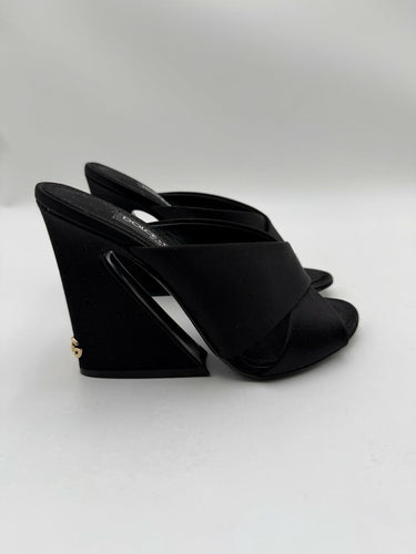 Women’s Dolce & Gabbana Keira Black Satin Mules Size 36 Dolce&Gabbana