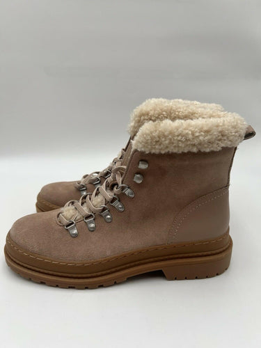 Splendid Yvonne Beige Suede Faux Fur Lined Hiker Boots Size 9