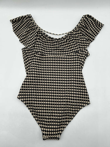 Janie and Jack one-piece swimsuit Texture Geometric Triangle Print Ruffle 14 Janie and Jack