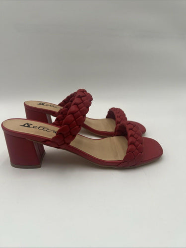 Women’s Bellini Fuss Sandals Red Smooth Braided Strap Sandals Heels Size 8.5 Bellini