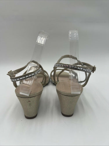Kelly & Katie TAHADA Gold Synthetic Open Toe Strappy Rhinestone Sandals, Size 10 Kelly & Katie
