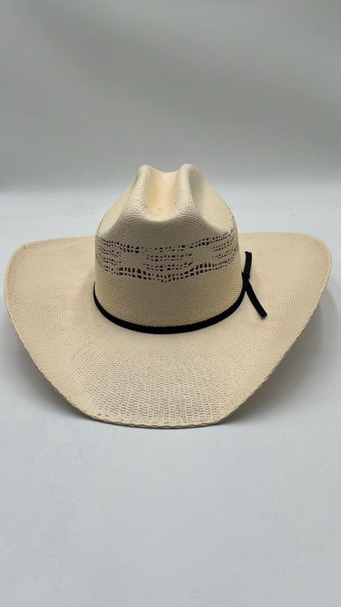 Dallas Hat Natural Straw Cowboy Hat Vented Crown Wide Brim Long Oval Size 7 1/8 Dallas Hat