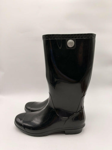 UGG Women’s Black Shiny Rubber Tall Rain Boots Waterproof Size 9