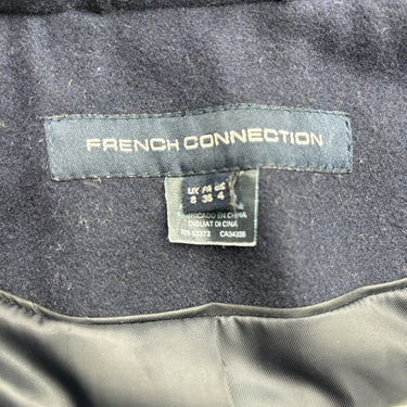 French Connection Women's Mixed Media Cutaway Coat Navy/Black Size 4 French Connection