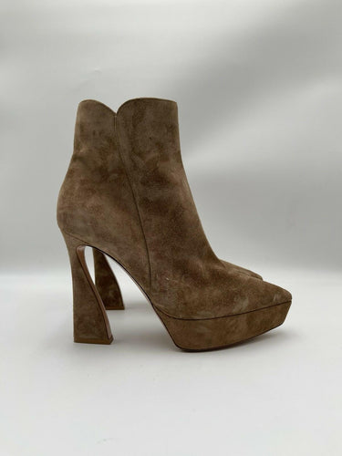 Women’s Gianvito Rossi Vertigo Brown Suede Side Zip Ankle Boots Size 37.5 GIANVITO ROSSI
