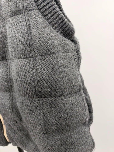 Joie Gray Knit Quilted Puffer Vest Chevron Sweater Vest Size XL