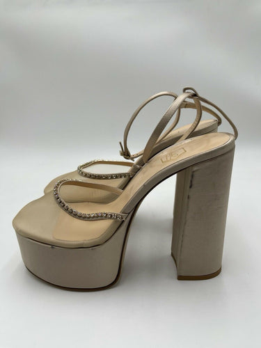 Nalebe By Amina Means Stellar Crystal Mesh Platform Sandals in champagne Size 41 Nalebe