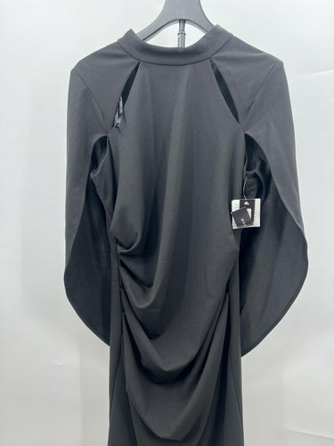 Betsy& Adam Black Cutout Shoulder Dress Mock Neck Draped Cocktail Party 14 Betsy & Adam