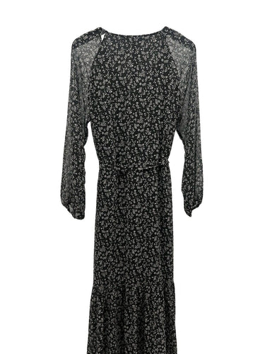 Z Supply Maxi Dress Black White Floral Long Sleeve Button Wrap M Z Supply