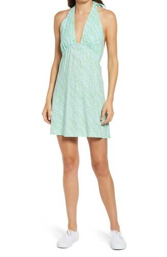 BP. Linen Halter Dress in Blue Mini Mono Floral at Nordstrom, Size X-Large BP.