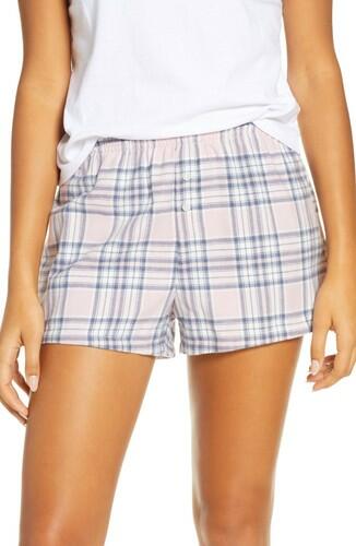 Women's Bp. Flannel Boxer Shorts, Size Medium - Purple BP.
