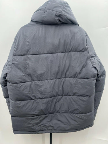 Chaps Puffer Jacket Mens Gray Hooded Water Resistant Freedom Stretch Winter L Chaps