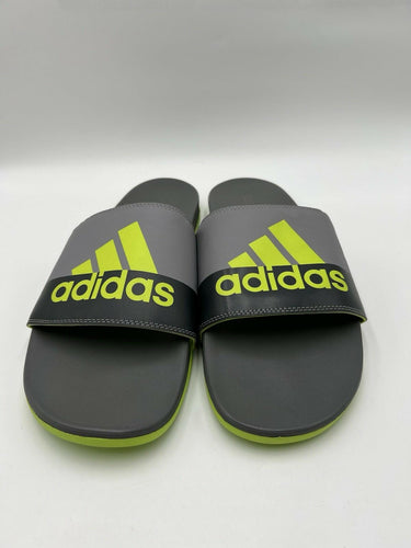 Adidas Adilette Comfort Gray Lime Neon Slides Size 18