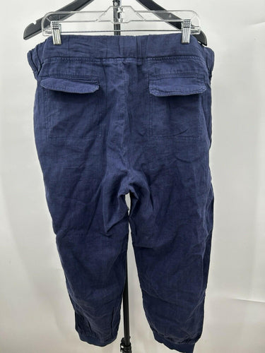 Caslon Womans blue linen-blend pull-on jogger pants Elastic Drawstring Size XL