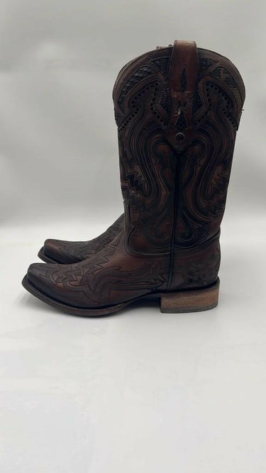 Corral Rich Brown Python Inlay Narrow Square Toe Western Boots Men’s 8.5M Corral Boots