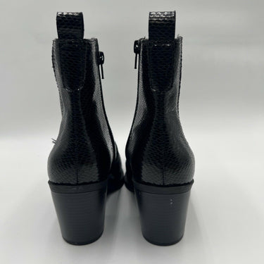 Mix No. 6 EVYLIN Black Embossed Synthetic Square Toe Side Zip Ankle Boots, 8.5M Mix No. 6