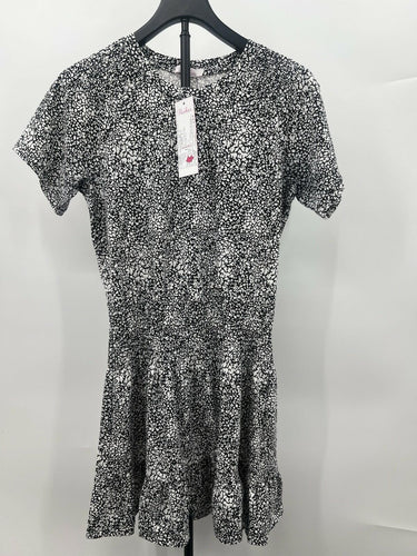 Parker NY Dress Midnight Jasmine Black White Floral Mini Ruffle XS Flowers