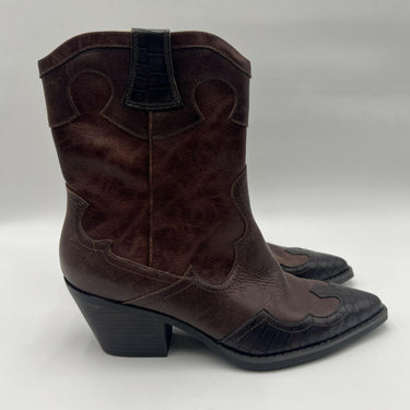 Women’s Crown Vintage Izzie western bootie Brown Leather Size 9M Crown Vintage