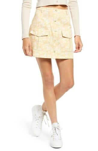 NWOT BP. Front Button Miniskirt in Ivory- Yellow Floral Size Small BP.