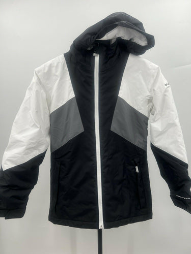 Columbia Omni-Tech Omni-Heat Hooded Snow Ski Jacket Black White Kids M (10/12) Columbia
