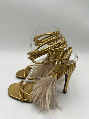 Valentino Garavani metallic gold strappy sandals signature "V" logo Size 35.5 Valentino