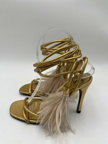 Valentino Garavani metallic gold strappy sandals signature "V" logo Size 35.5 Valentino