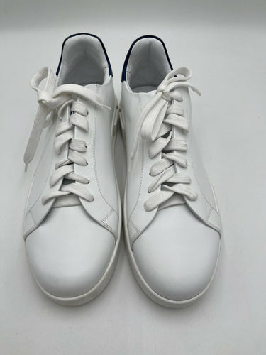 Versace Men's Embossed White & Blue Leather Low Top Sneakers Shoes Size 43 Versace