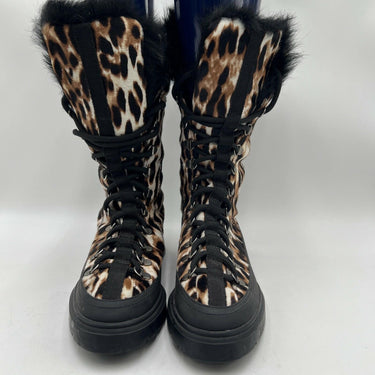 Women’s Stuart Weitzman leopard print calf hair combat boots Size 6M