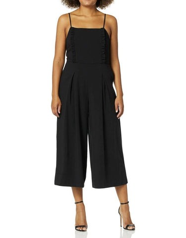 Kensie Women's Cropped Jumpsuit with Ruffle Accent, Black, M Kensie Girl