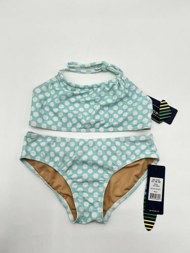 Toobydoo Girl’s aqua-green white polka-dot bandeau bikini 2 Piece Set Size 11/12 Aqua Blues