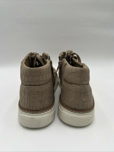 Men’s Saks Fifth Avenue Keegan crocodile-embossed Beige Leather sneakers 9.5 Saks Fifth Avenue
