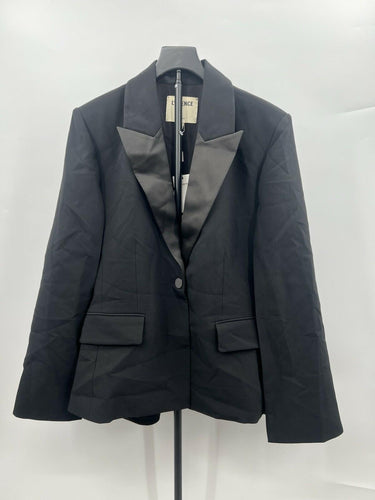 L'Agence Blazer Black Tuxedo Satin Peak Lapel Single Button Suit 6 Single