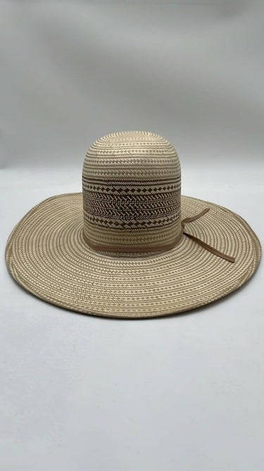 Resistol Two Tone Straw Cowboy Hat Open Crown Wide Flat Brim Long Oval 6 3/4 Resistol