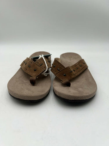 Revitalign Kena Studded Suede Orthotic Flip Flop Sandal Tan Womens SIZE 9.5 M B Revitalign