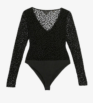 NWOT TED BAKER Darcina Black leopard-print mesh woven bodysuit Black Size 0 Ted Baker