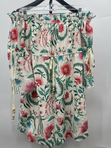 Rachel Zoe Dress White Pink Green Floral Off Shoulder Boho Mini 6 Rachel Zoe