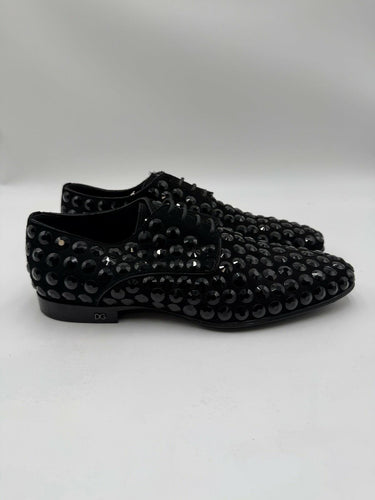 Dolce & Gabbana Black Embellished Suede Lace Up Round Toe Loafers Men’s Size 6UK Dolce & Gabbana