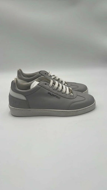 Valentino by Mario Valentino Ronald Logo Leather Sneakers Grey Size 7 Valentino by Mario Valentino