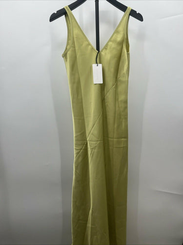 NWD Line And Dot Long Dress Citron Green Satin Women’s Size S Line And Dot