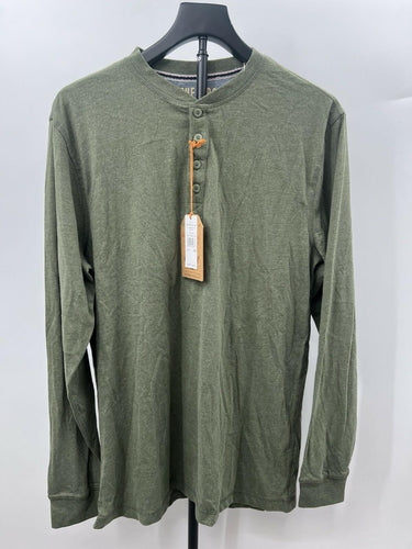 Weatherproof Vintage Henley Shirt Mens Long Sleeve Rifle Green Heather Cotton M Weatherproof