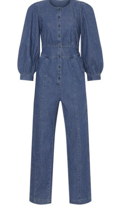 Madewell Denim Straight Leg Button Front Jumpsuit Blue Size 4 Madewell