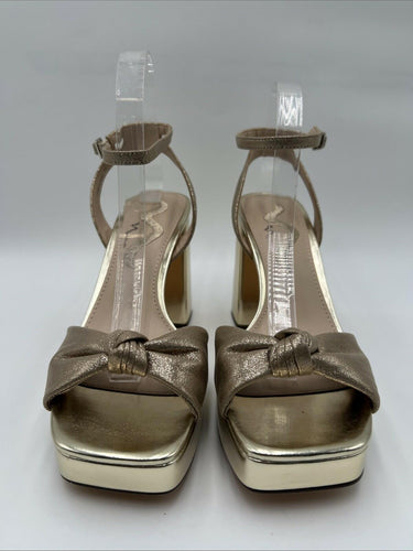 Women’s Nina Seline Platform Block Heel Sandals Taupe Reflect Size 9M Nina