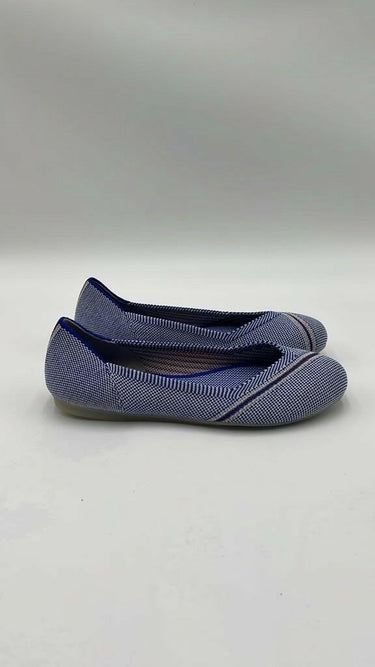 Women’s Rothy’s The Flat Round Toe Rare Blue With Reflective Stripe Size 6.5 Rothy’s