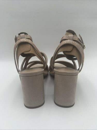 Kelly & Katie CADENE Taupe Fabric Square Toe Strappy Rhinestone Sandals, 9M Kelly